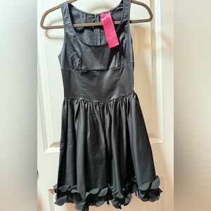 NWT Fiorucci of Italy Mini Dress w/Petal Cutouts Around Hem Black 38/US 4